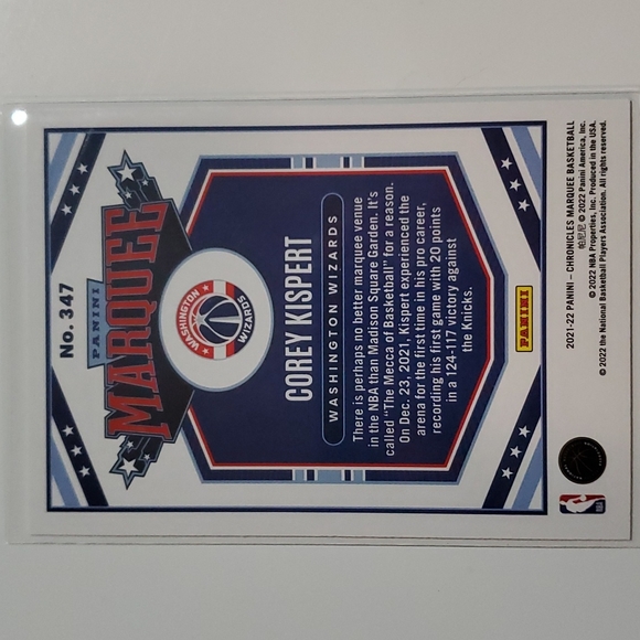 Corey Kispert Marquee Rookie Card #347 - Picture 2 of 2